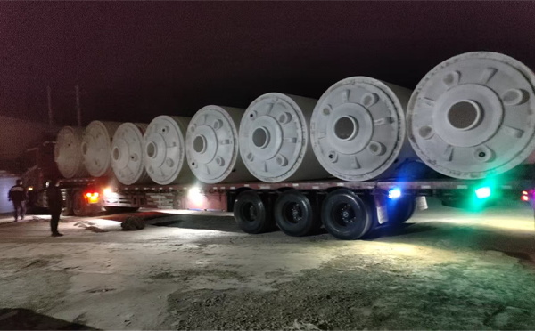 长城区锥底桶交付现场